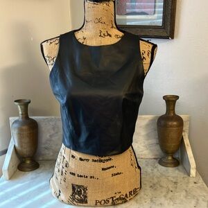 Alice + Olivia Black Leather Tank Top